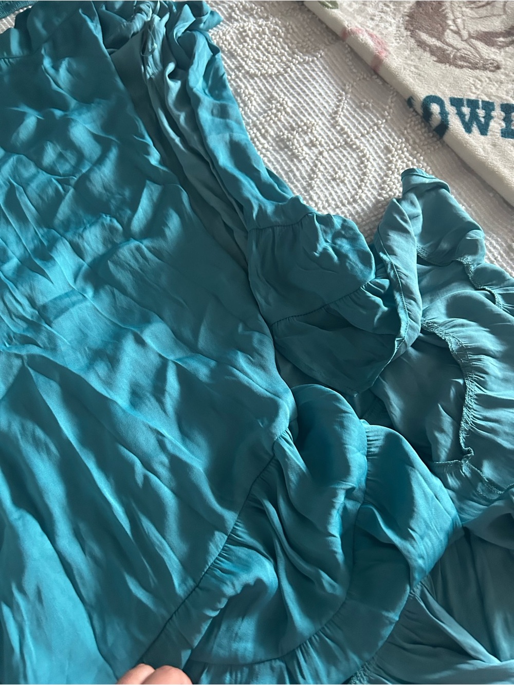 Free People Women’s Teal Strapless Ruffle Hem top and skirt set - Picture 2 of 6